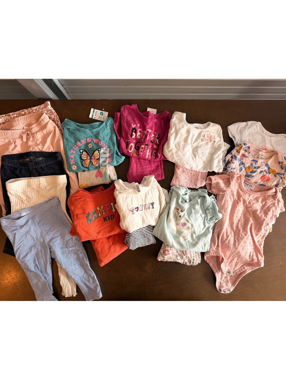 Toddler & Baby Girls Clothing Lot – Tops Leggings & Bodysuits Multi-Piece Bundle